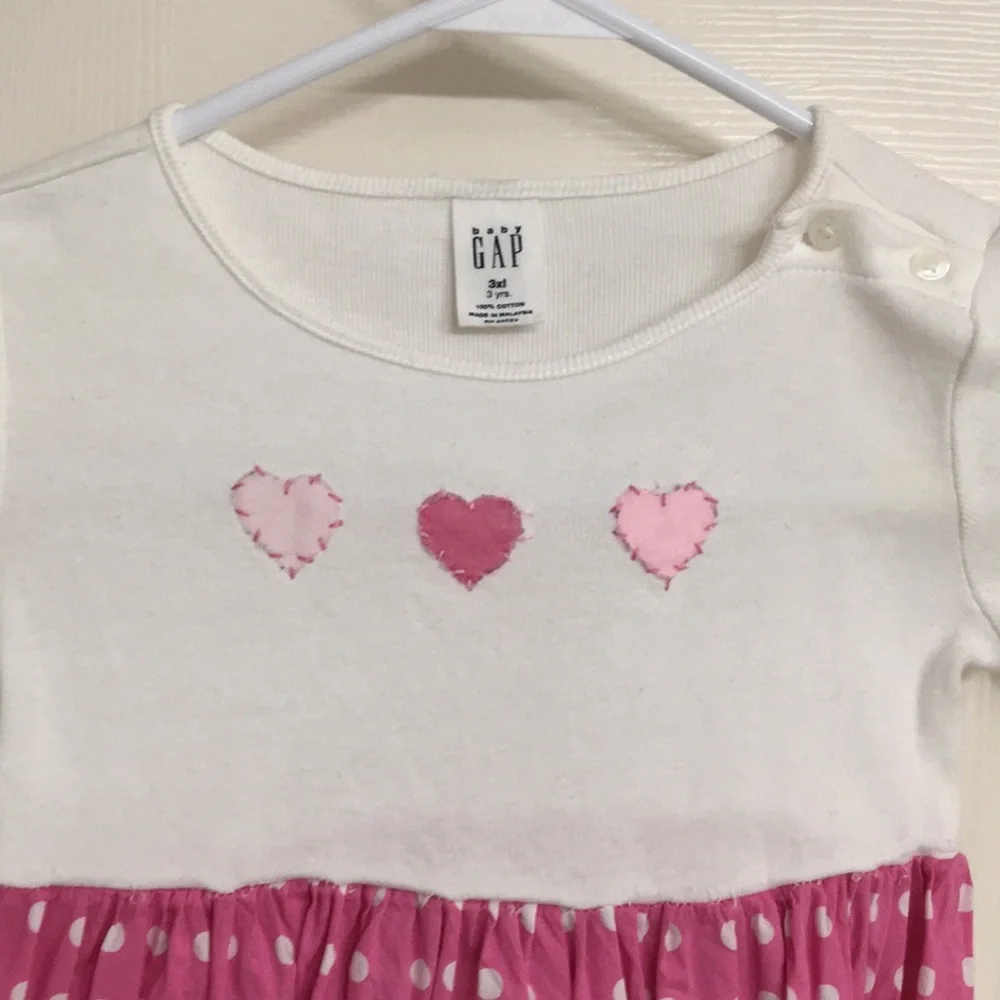 ❤️Baby Gap dress Valentine 3T white pink polka dot